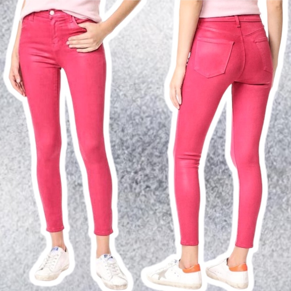 J. Brand ‘Alana’ High Rise Crop Skinny in “Coated Dizzy Pink” Size 24